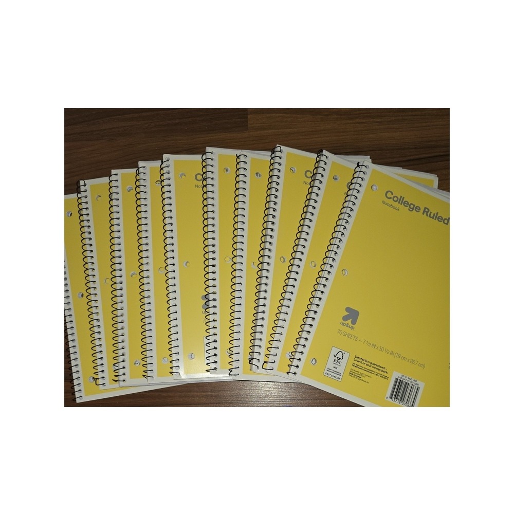 10 up&up Spiral Notebooks 1 Subject College Ruled 70 Sheets 7.5x10.5 Yellow s30